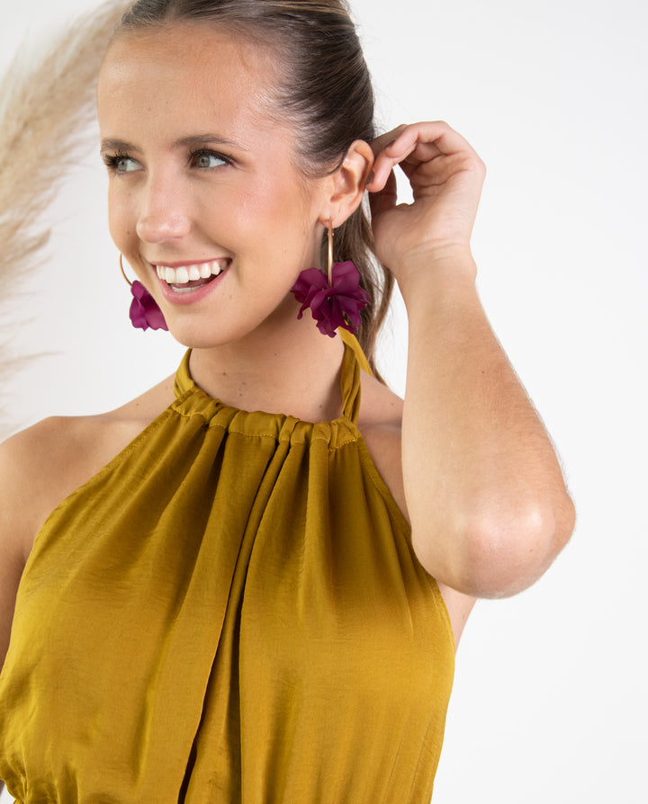 Aros Pia Flor Fucsia