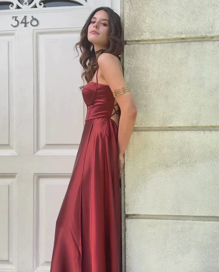 Vestido Largo de Fiesta Laureta Terracota