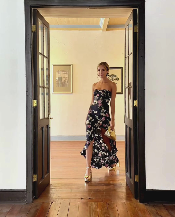 Vestido Largo de Fiesta Azucena Fondo Negro