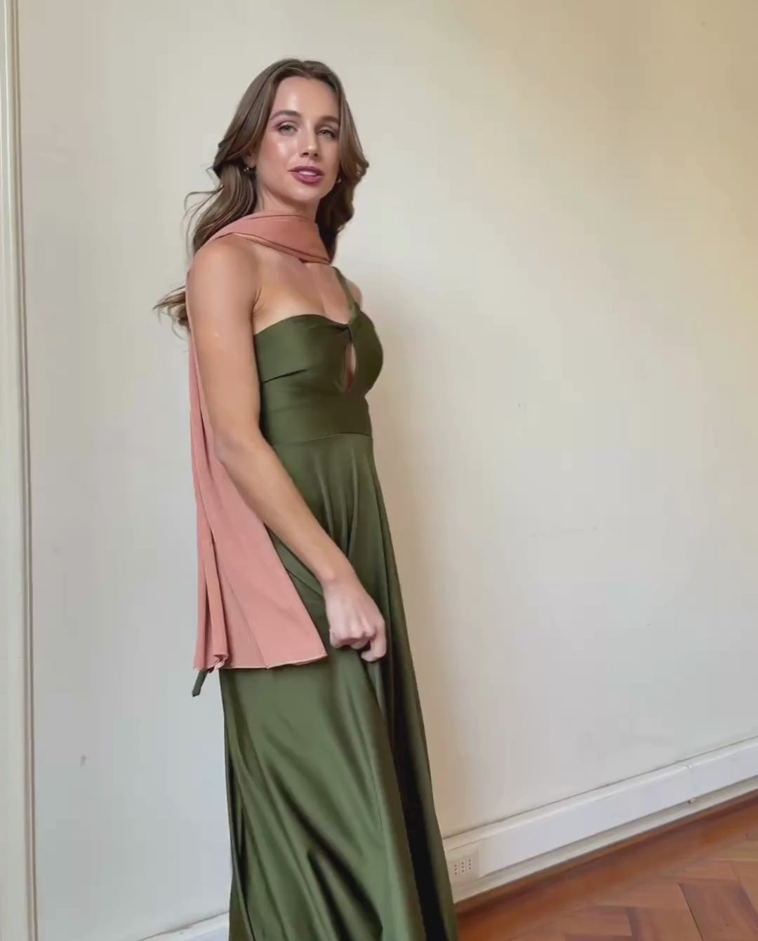 Vestido Largo de Fiesta Caro Verde Olivo