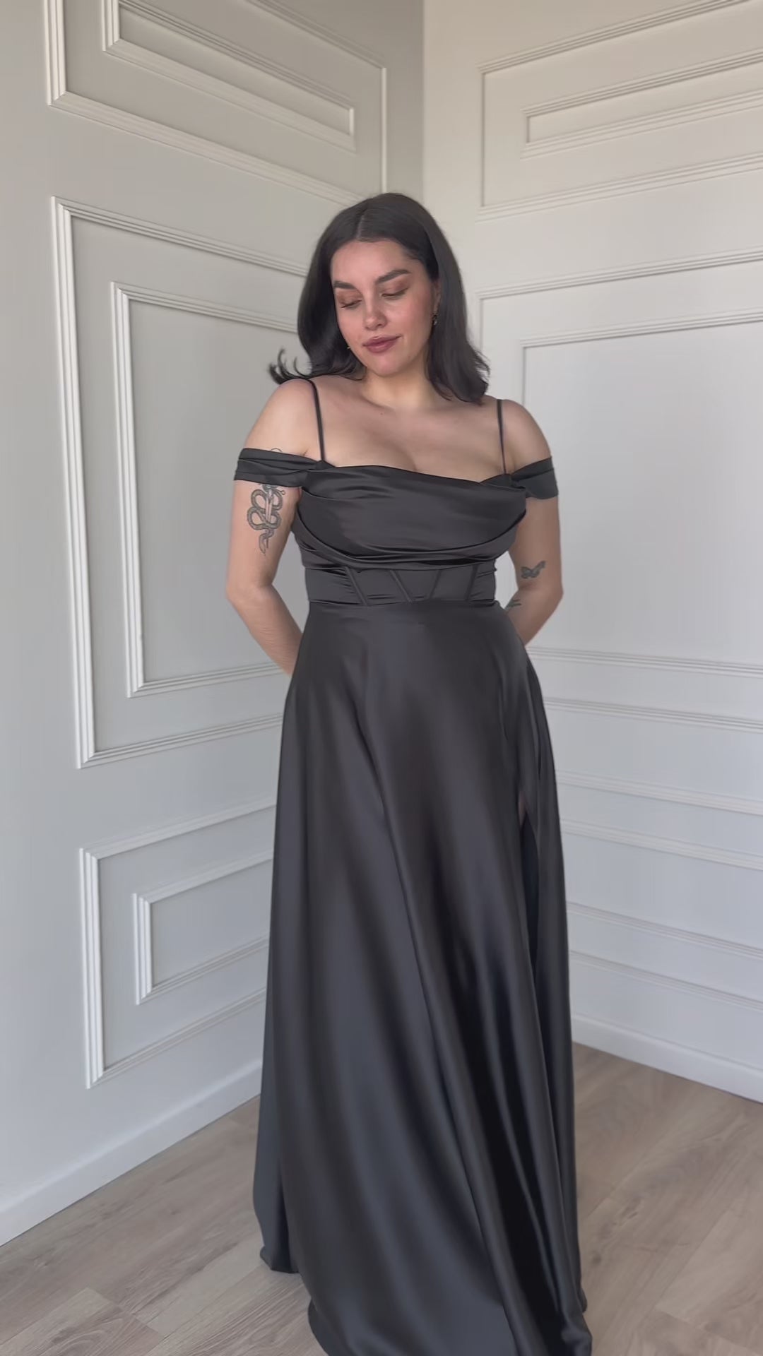 Vestido Largo de Fiesta Atenea Corset Negro