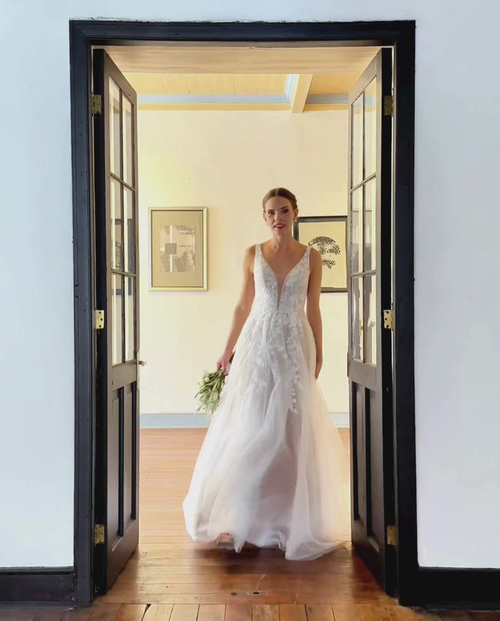 Vestido Largo de Novia Eloise Tul Nude