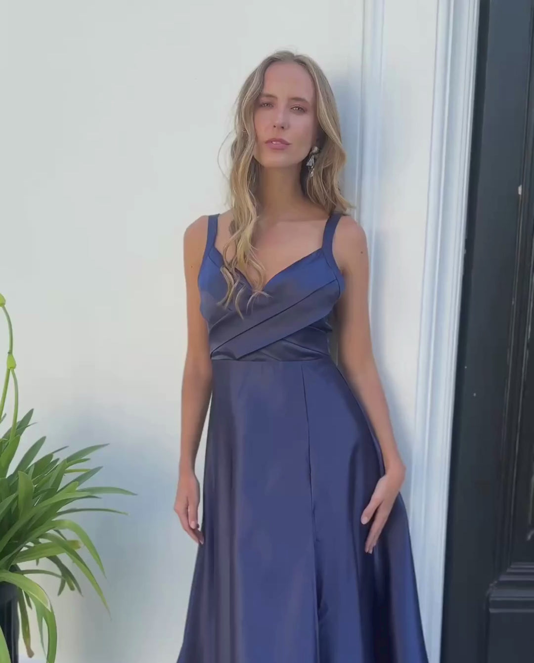 Vestido Largo de Fiesta Bea Azul Oscuro