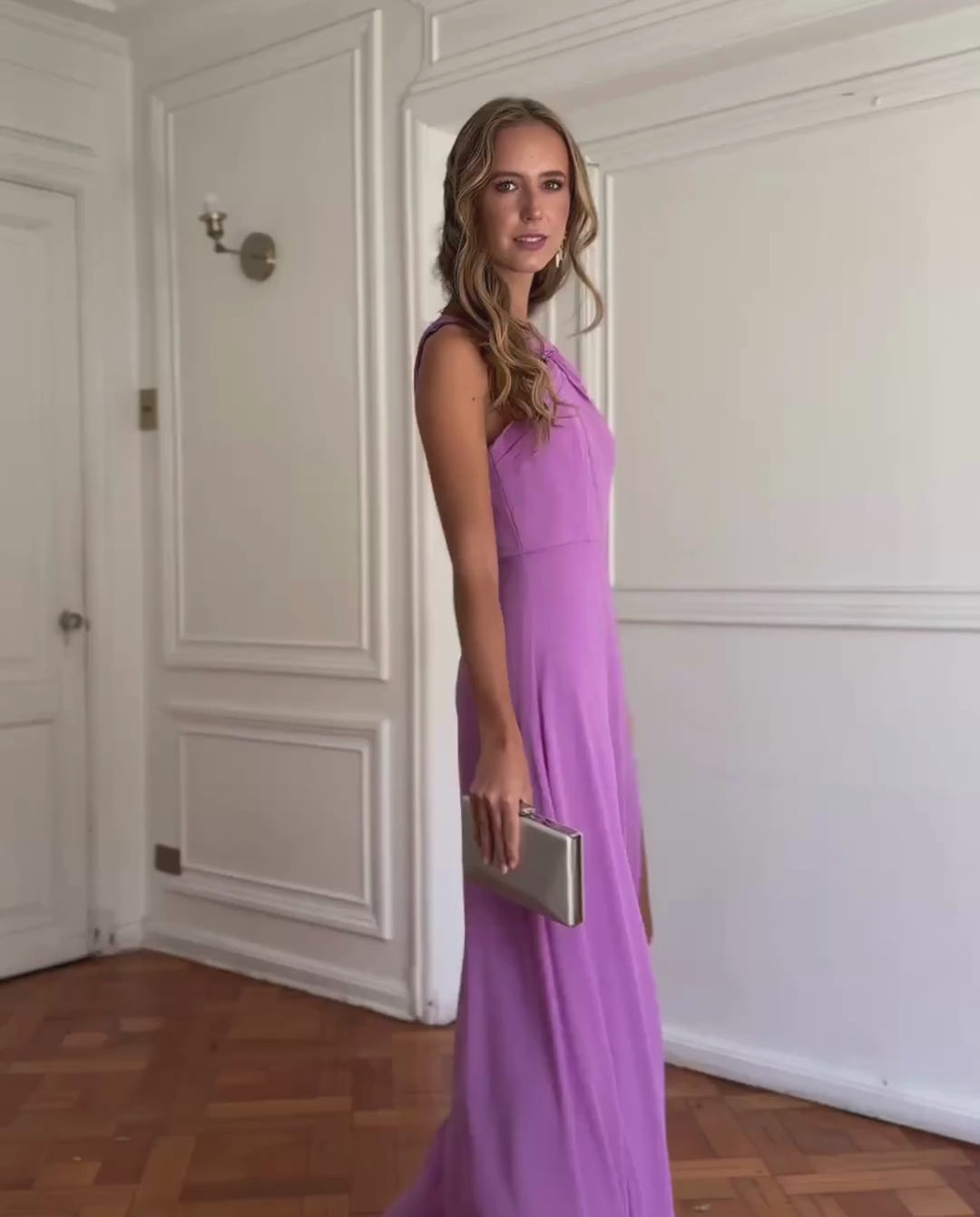 Vestido Largo de Fiesta Elisa Halter Lila