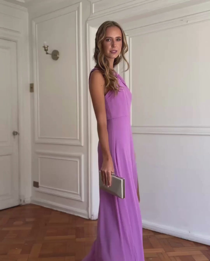 Vestido Largo de Fiesta Elisa Halter Lila