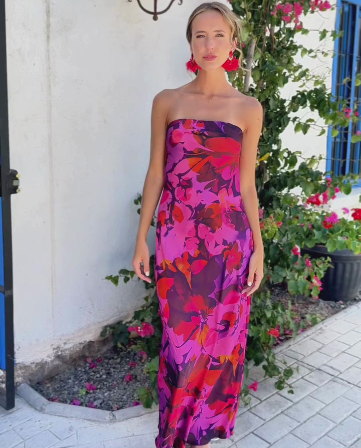 Vestido Largo de Fiesta Sandra Fondo Morado