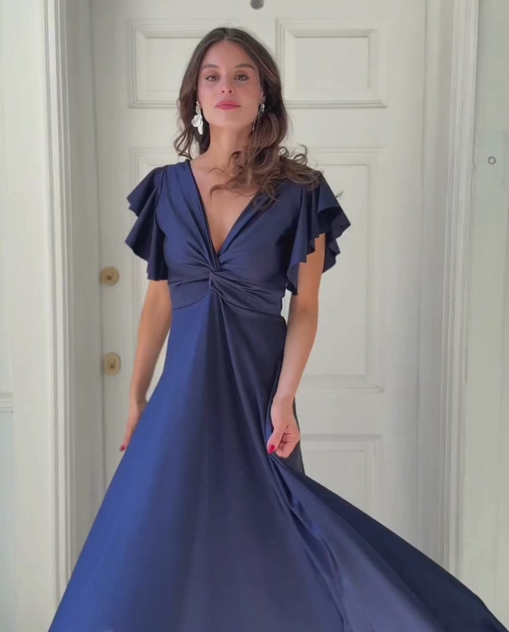 Vestido Largo de Fiesta Vane Azul Oscuro