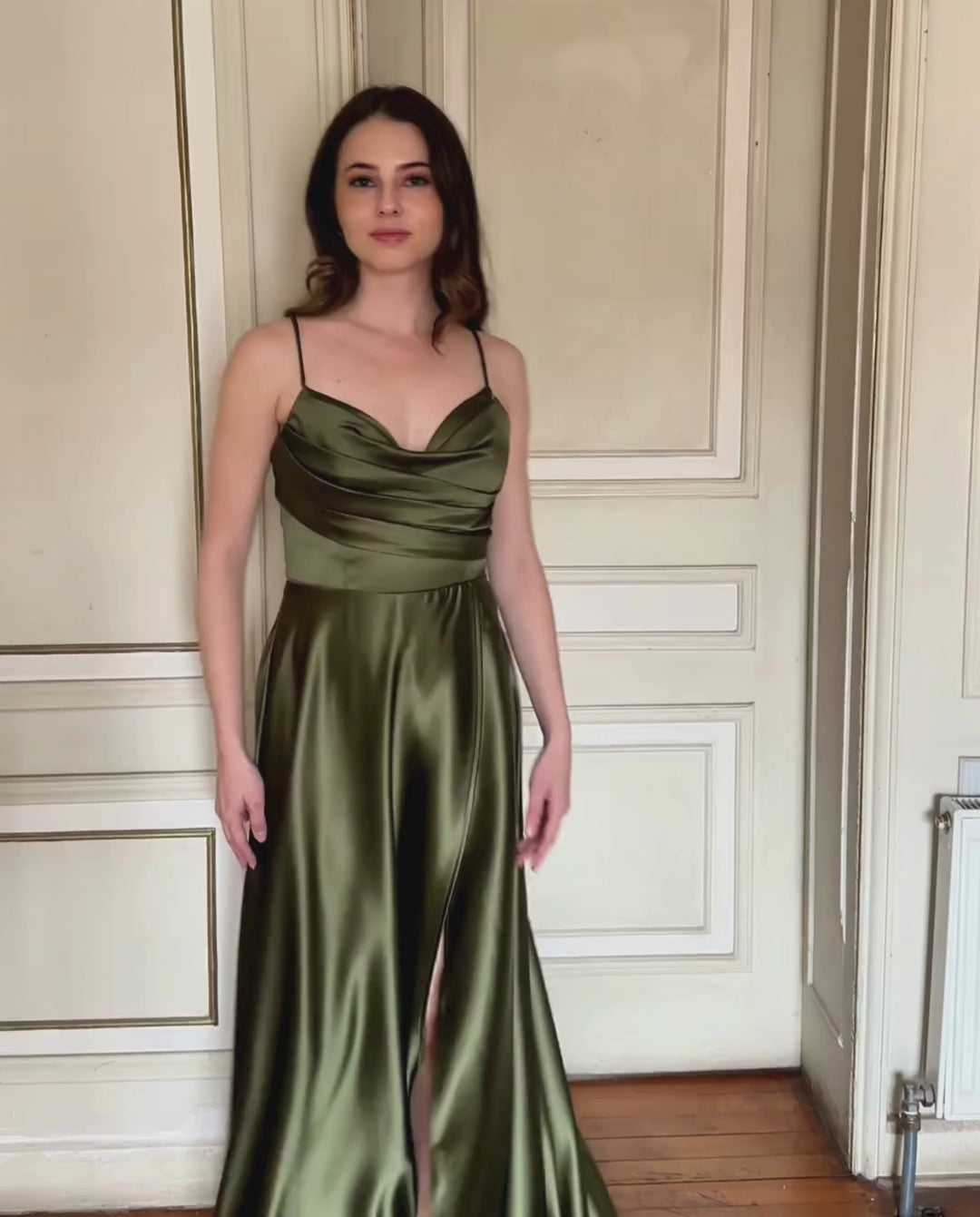 Vestido Largo de Fiesta Roberta Verde Olivo