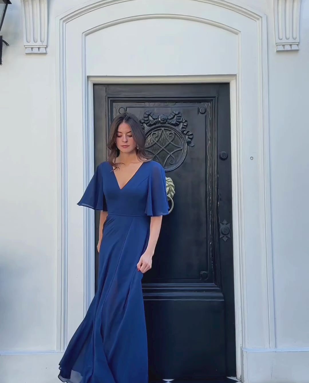 Vestido Largo de Fiesta Cristina Azul Oscuro