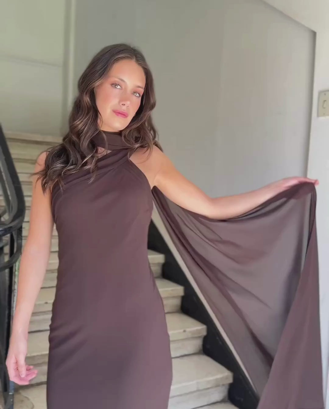 Vestido Largo de Fiesta Anastasia Chocolate