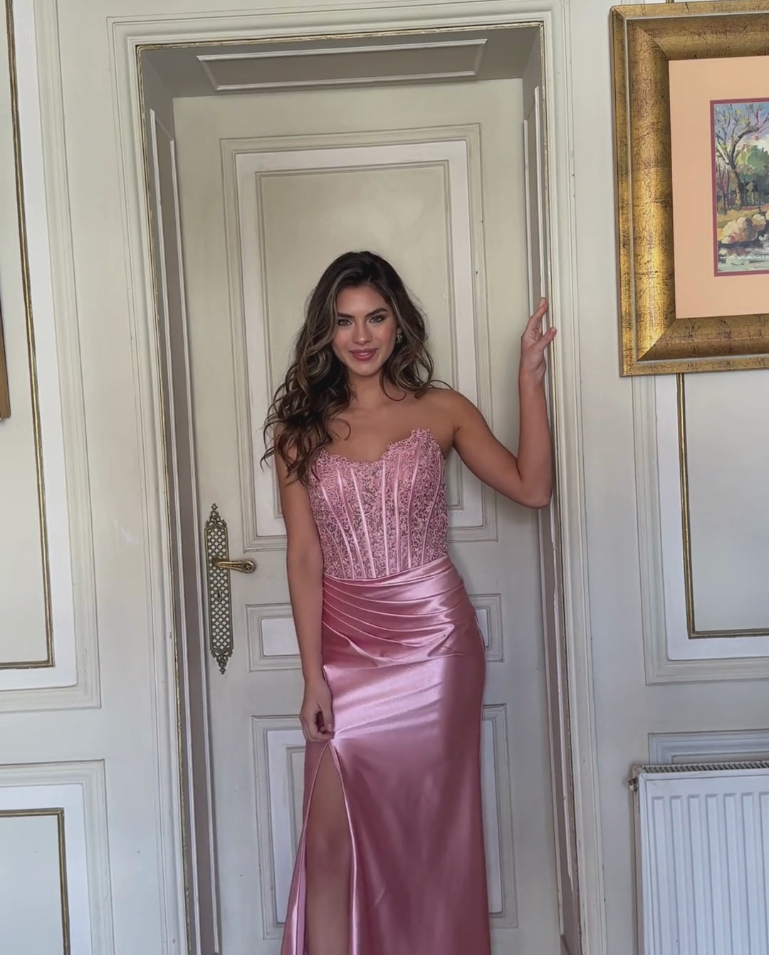 Vestido Largo de Fiesta Zahara Rosado Intenso