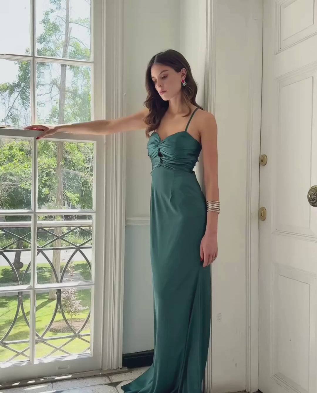 Vestido Largo de Fiesta Zaragoza Verde Oscuro