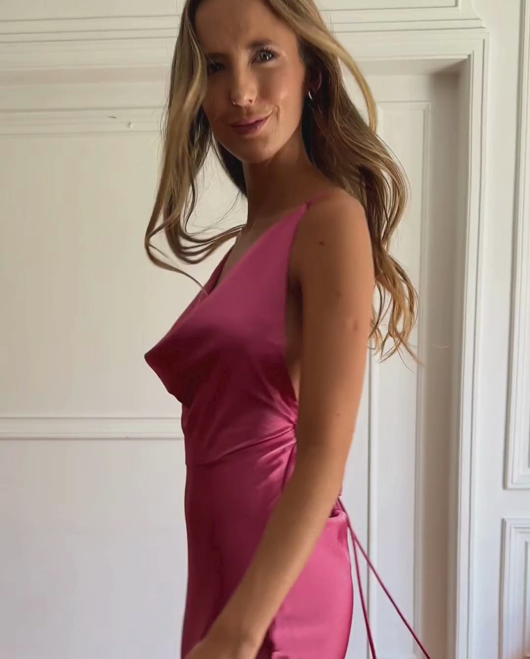 Vestido Largo de Fiesta Dominga Rosado Oscuro