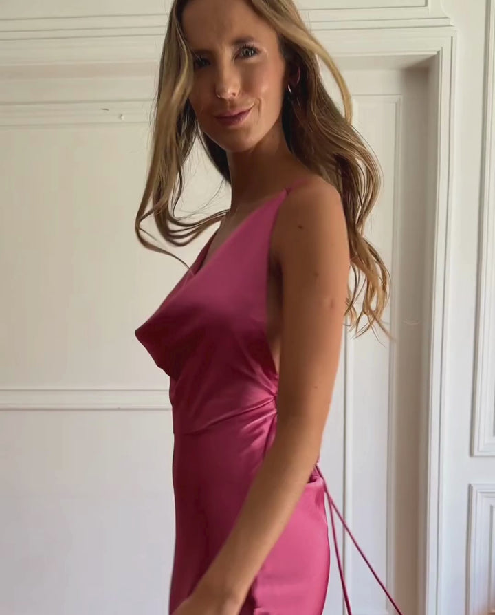 Vestido Largo de Fiesta Dominga Rosado Oscuro