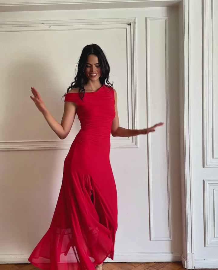 Vestido de Fiesta Muriel Vuelos Rojo