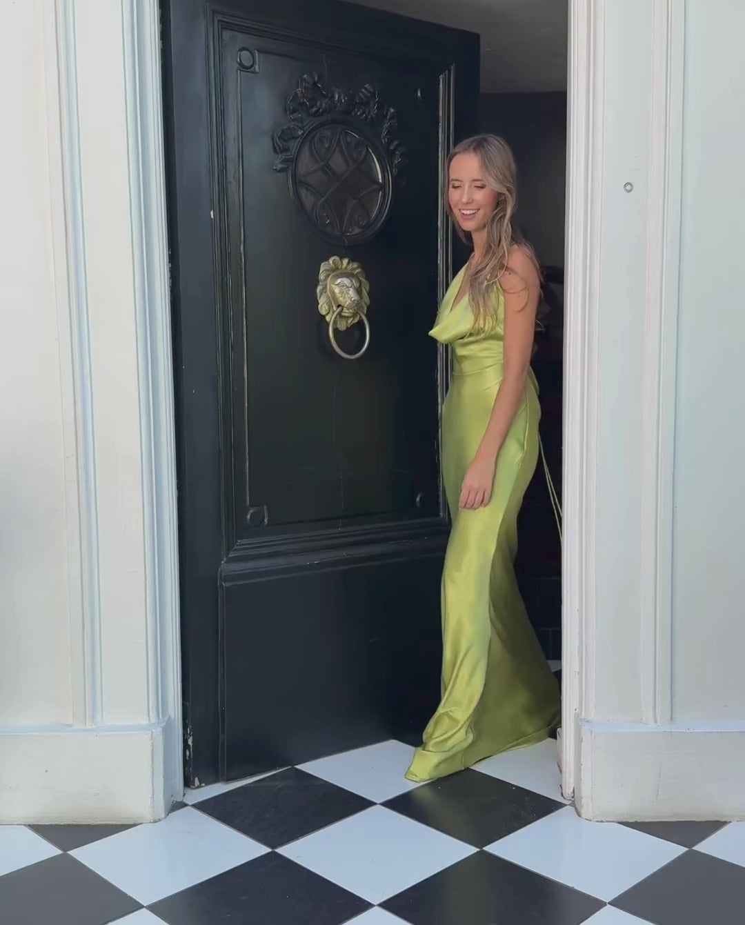 Vestido Largo de Fiesta Dominga Verde Limón