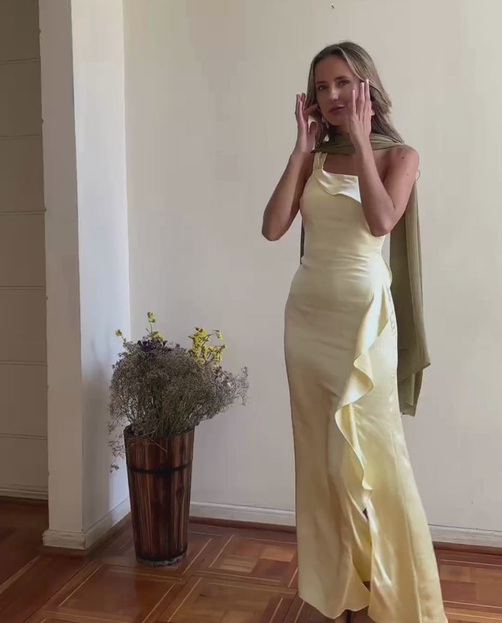 Vestido Largo de Fiesta  Soledad Amarillo