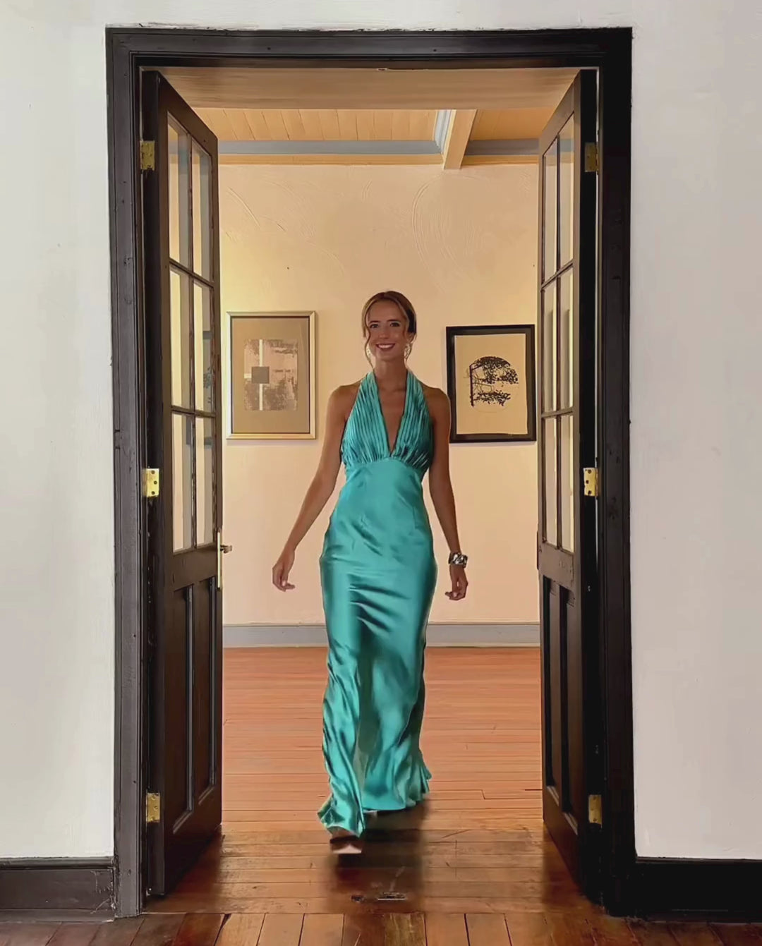 Vestido Largo de Fiesta Maria Fernanda Turquesa Claro