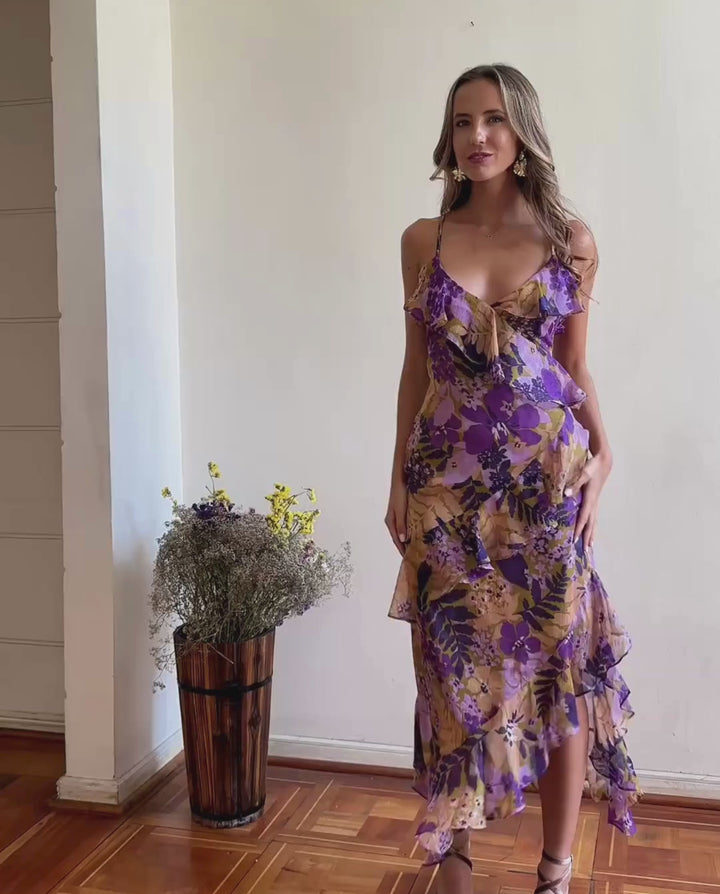 Vestido Largo de Fiesta Tamar Fondo Morado