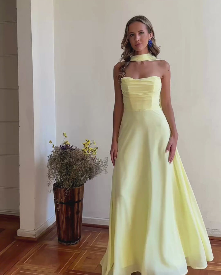Vestido Largo de Fiesta Beatriz Amarillo