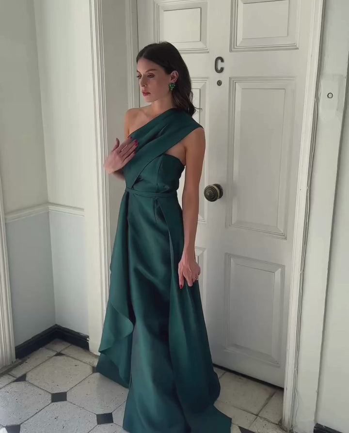 Vestido de Fiesta Largo Rocio Verde Oscuro