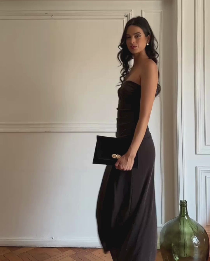 Vestido Largo de Fiesta Popi Chocolate