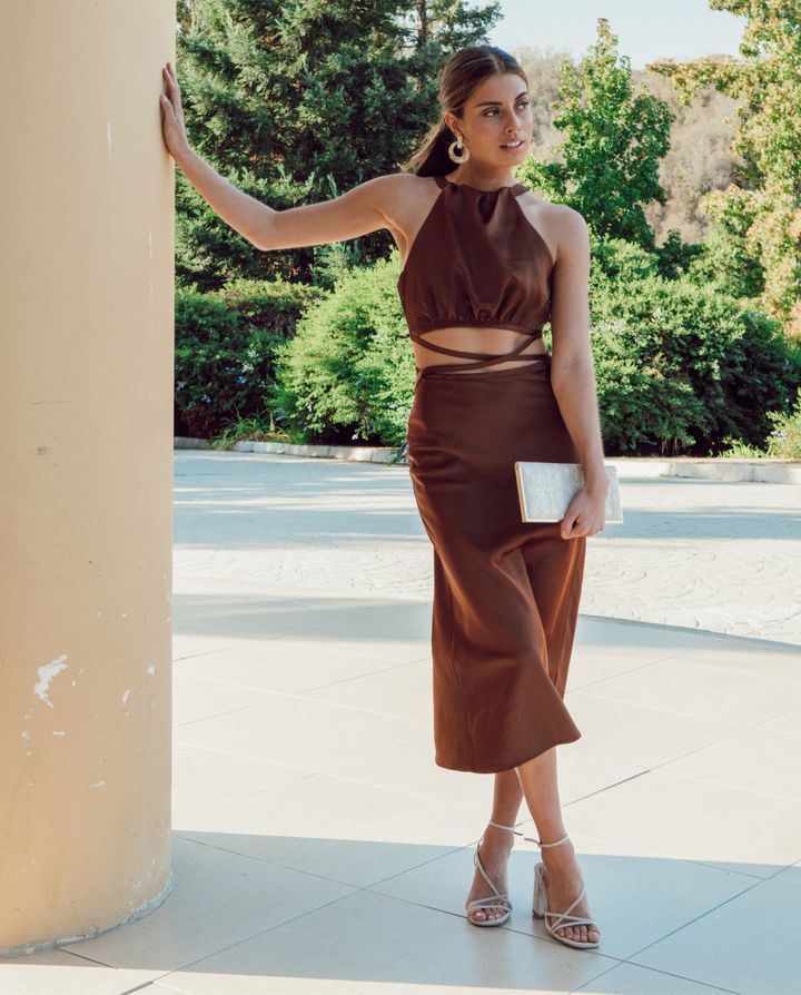 Midi Vestido Mera Cognac