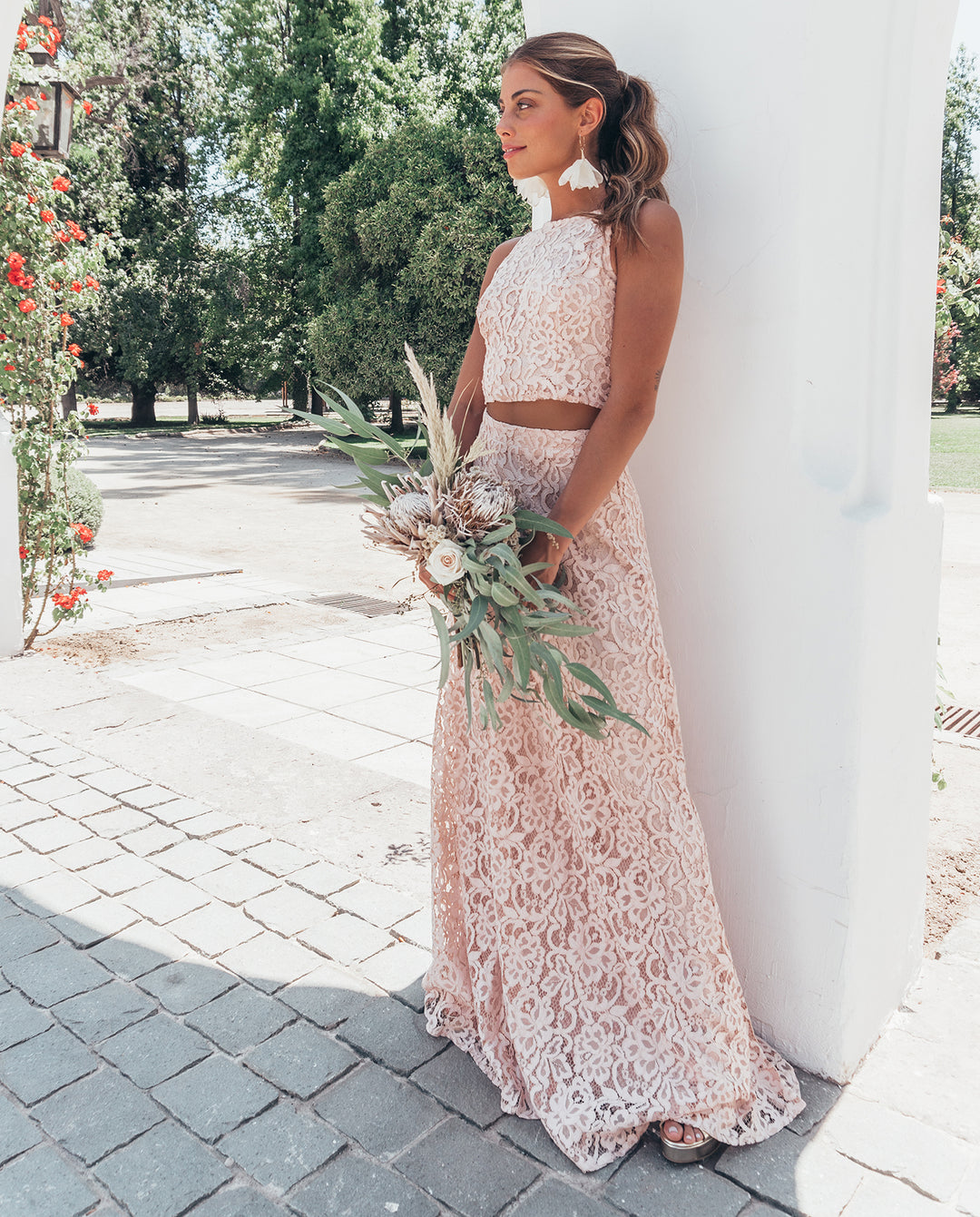 VESTIDO DE NOVIA 2 PIEZAS CONJUNTO EVA ROSA PALO