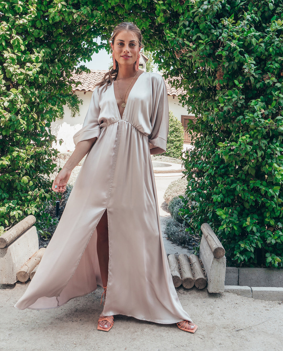 Satin Vestidos Largos Color Champagne Vestido Largo Satinado Color