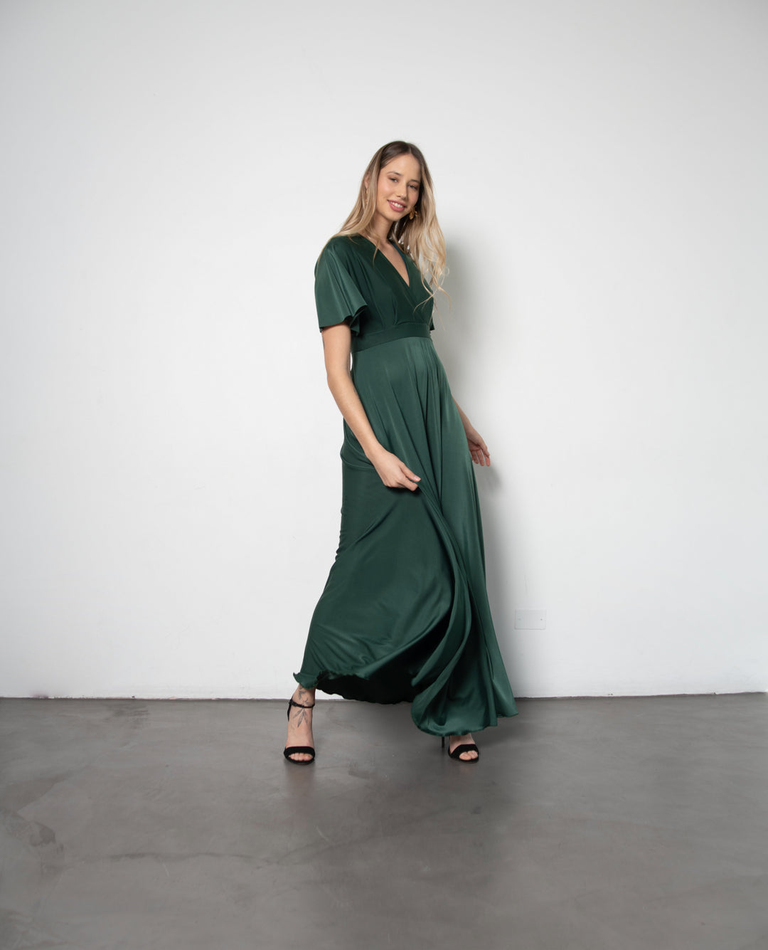 Vestido Largo de Fiesta Noa Verde Oscuro