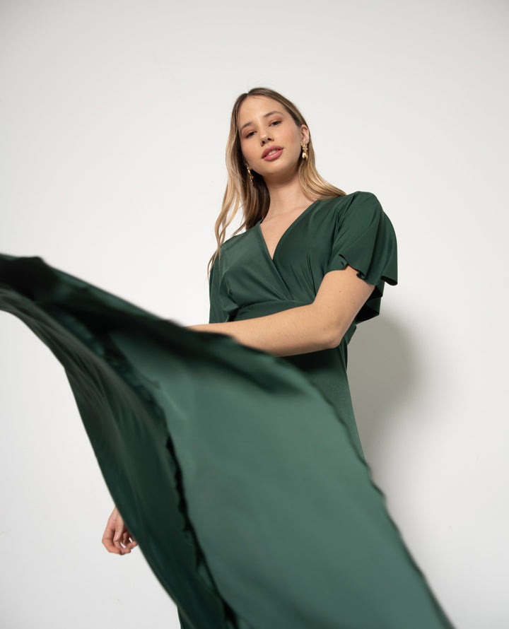 Vestido Largo de Fiesta Noa Verde Oscuro